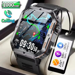 Orologio intelligente da uomo Bluetooth chiamata sonno frequenza cardiaca monitor sanitario torcia a LED esterna orologio sportivo impermeabile per Android IOS HASHTAG
