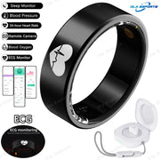 Nuovo Monitor ECG Smart Ring Frequenza cardiaca Ossigeno nel sangue Monitoraggio della salute Modalità multi-sport Temperatura 3ATM Smartring impermeabile 2025 HASHTAG