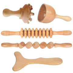 Massaggiatore in legno per set di strumenti per massaggio modellante del corpo Strumenti per terapia del legno per alleviare il dolore muscolare Massaggiatore per il drenaggio linfatico del corpo HASHTAG