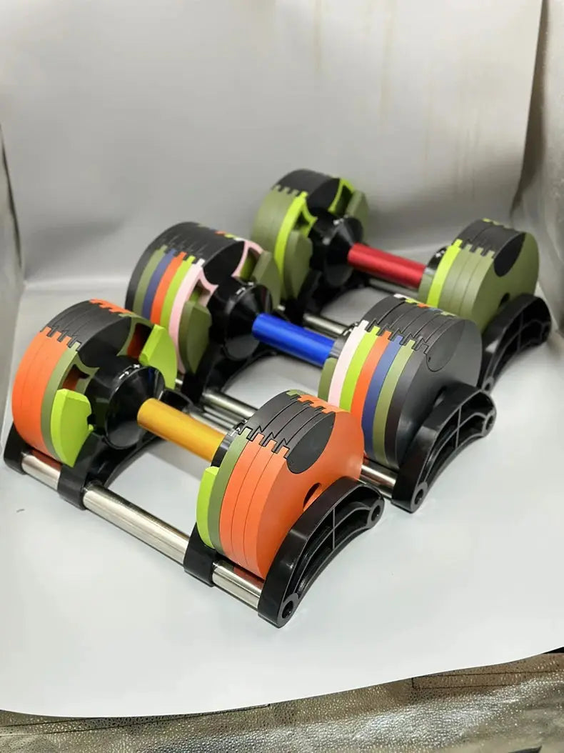 Set manubri rotondi regolabili, seconda generazione, aumento 2 kg, 24 kg, 36 kg, fitness, appena aggiornato - My Hashtag Shop