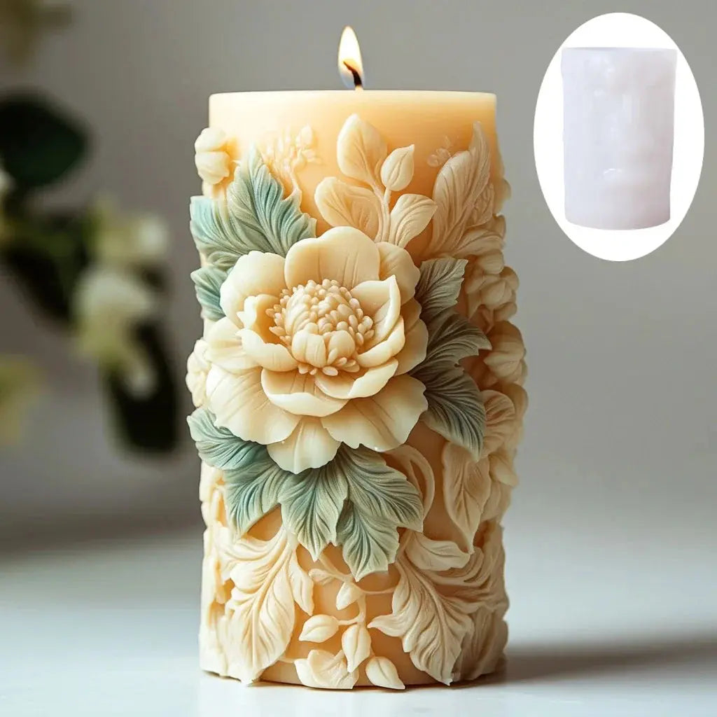 Silicone Mold Flower Lavender Gypsum Cylindrical Candle Making Liebe - Making Life Easier