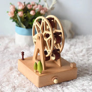 Christmas Gifts Wholesale Logo Engraved Mechanical Wind-Up Carousel Rotating Ballerina Wooden Music Box for Gift HASHTAG