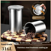 500/900/1400ml Storage Jars Stainless Steel Sealed Container Kitchen Barrel Fresh Bean Vegetable Coffee Organizer HASHTAG