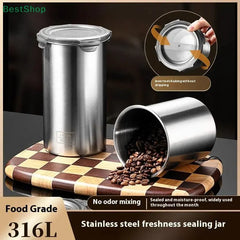 500/900/1400ml Storage Jars Stainless Steel Sealed Container Kitchen Barrel Fresh Bean Vegetable Coffee Organizer HASHTAG