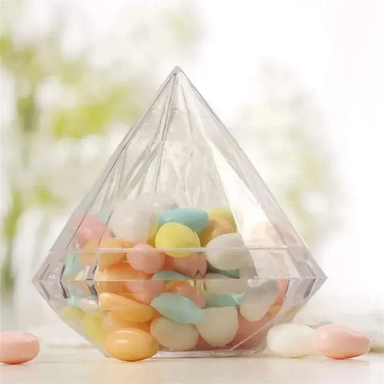 Diamond Shaped Candy Boxes Transparent Wedding Favors 12 Pcs Container. - HASHTAG