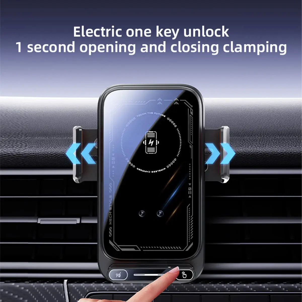 Caricatore per telefono per auto Supporto per telefono Caricatore wireless e cablato da 15 W Rilevamento automatico Rilascio e rotazione con un solo tocco Certificato Qi FCC ROHS - My Hashtag Shop