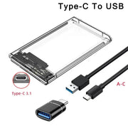 Custodia per HDD trasparente Custodia per HDD SSD da 2,5 pollici SATA a USB Tipo-C Adattatore Scatola per disco rigido esterno portatile Senza attrezzi HASHTAG