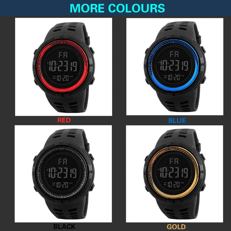Orologio elettronico da uomo Orologi sportivi militari Orologio da polso digitale multifunzione luminoso a LED per uomo, bambino, ragazzo, studente, adolescente - My Hashtag Shop
