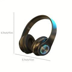Cuffie wireless over-ear: cancellazione attiva del rumore, bassi profondi, luce a LED, design pieghevole portatile per musica, sport e giochi HASHTAG