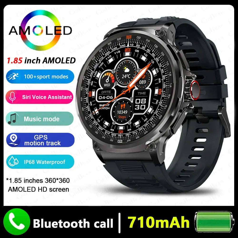 Nuovo GPS Track Astuto Della Vigilanza Degli Uomini 1.85 Pollici HD AMOLED Schermo 710 Mah Batteria Sport Chiamata Bluetooth Smartwatch Per Android IOS - My Hashtag Shop