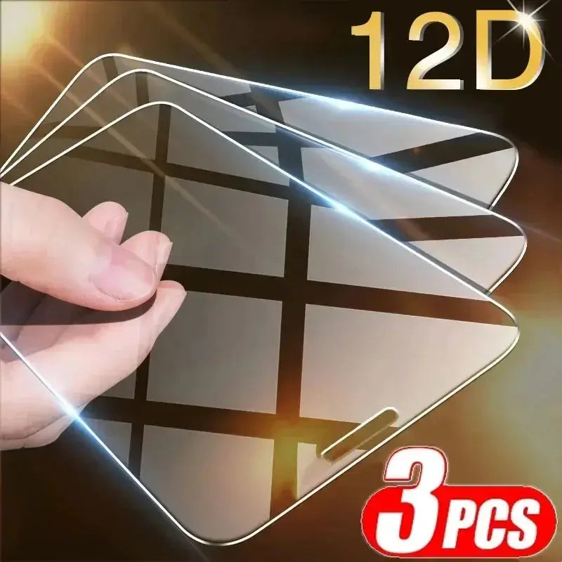 3 pezzi in vetro temperato per iPhone 14 13 12 11 15 Pro Max Mini protezione schermo per iPhone 17 XR XS MAX 7 8 Plus 16 vetro protettivo - My Hashtag Shop