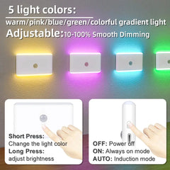 LED Motion Sensor Night Light, 3-Mode Stair Lamp, Battery Powered Dimmable Lighting, for Indoor Bedroom Closet Camping Decor Gift HASHTAG