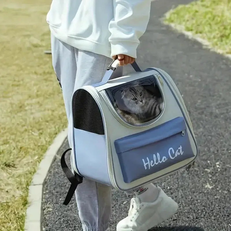 Zaino pieghevole per animali domestici di grande capacità con chiusura a zip, maniglia e sfiato in rete, perfetto per viaggiare gatti e cani di piccola taglia - My Hashtag Shop