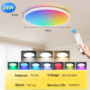 Plafoniera a LED intelligente con telecomando Plafoniere dimmerabili a 3 colori Lampade a pannello ultrasottili Lampada da soffitto per cucina camera da letto HASHTAG