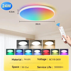 Plafoniera a LED intelligente con telecomando Plafoniere dimmerabili a 3 colori Lampade a pannello ultrasottili Lampada da soffitto per cucina camera da letto HASHTAG