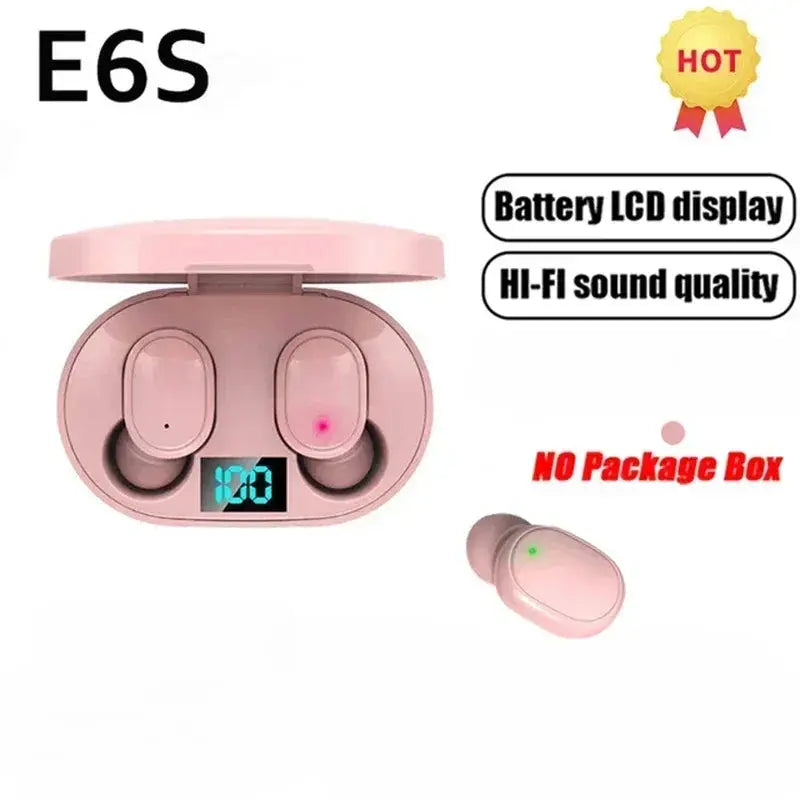 Auricolari Bluetooth wireless E6S Auricolare Bluetooth TWS Auricolari wireless Auricolari con cancellazione del rumore con cuffie con microfono - My Hashtag Shop