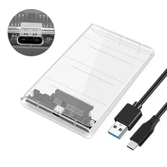 Custodia per HDD trasparente Custodia per HDD SSD da 2,5 pollici SATA a USB Tipo-C Adattatore Scatola per disco rigido esterno portatile Senza attrezzi HASHTAG
