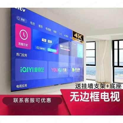 Smart TV Senza Cornice 100 110 120 Pollici 4K Ultra HD Android TV con Telecomando