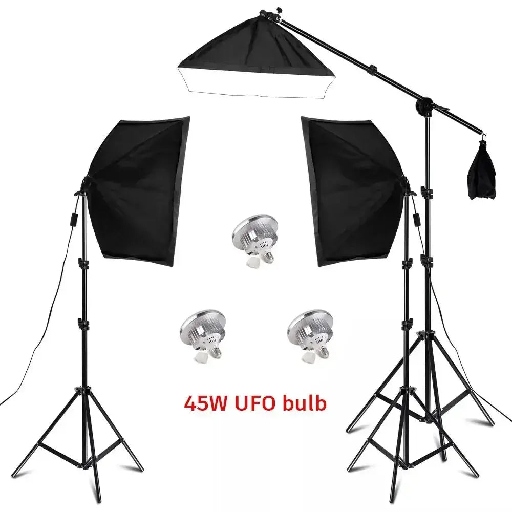 SH Kit di illuminazione Fotografia 50x70CM Softbox Sistema di illuminazione professionale con lampadine fotografiche E27 Attrezzatura per studio fotografico - My Hashtag Shop