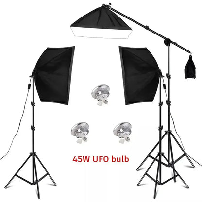 SH Kit di illuminazione Fotografia 50x70CM Softbox Sistema di illuminazione professionale con lampadine fotografiche E27 Attrezzatura per studio fotografico - My Hashtag Shop