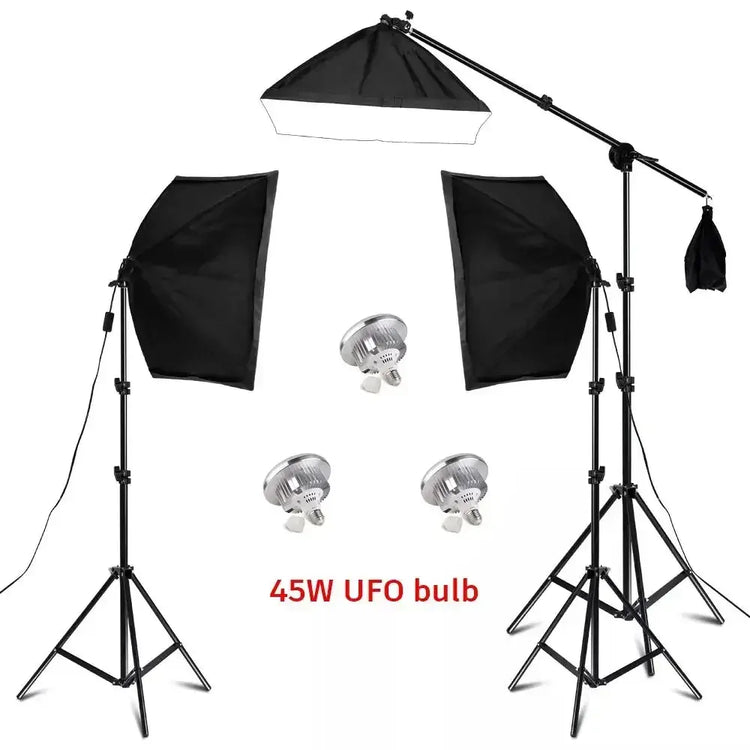 SH Kit di illuminazione Fotografia 50x70CM Softbox Sistema di illuminazione professionale con lampadine fotografiche E27 Attrezzatura per studio fotografico - My Hashtag Shop