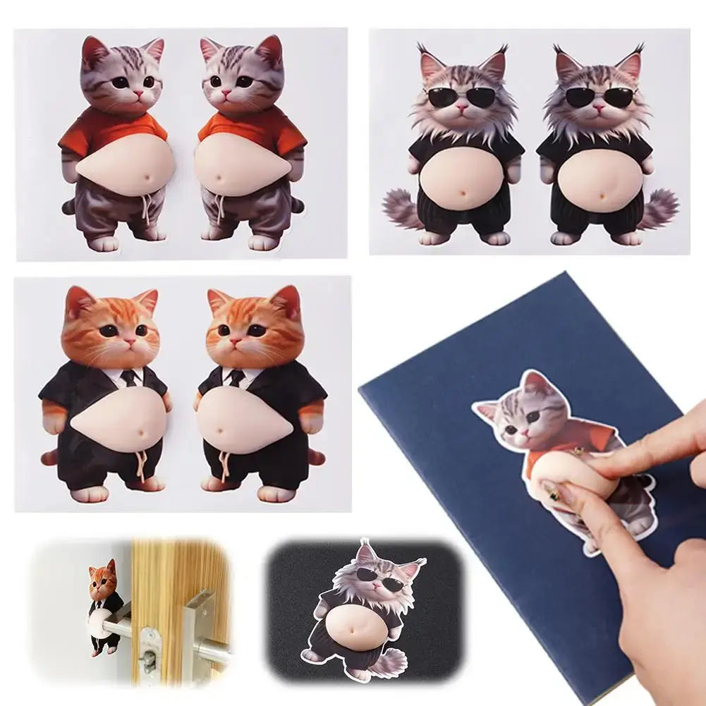 Adesivi 3D a Forma di Cucciolo con Pancia Gonfia, Adesivi Morbidi 3D a Forma di Gatto per Cover di Telefoni, Quaderni, Scrapbooking e Decorazioni Fai-da-Te - My Hashtag Shop