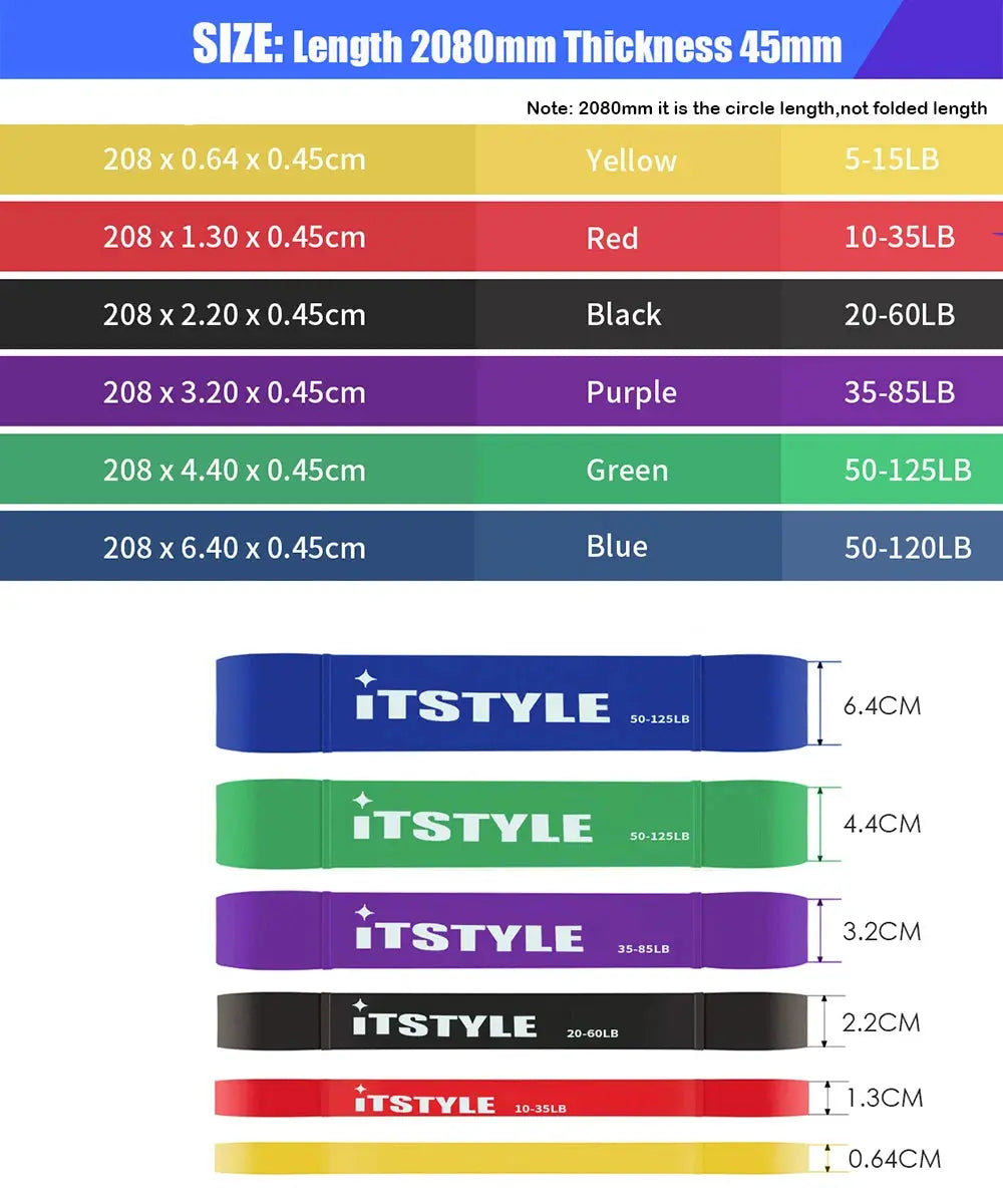 Fasce di resistenza per trazioni in gomma fitness, espansore di potenza Yoga Crossfit sospeso, 41" 208 cm - My Hashtag Shop