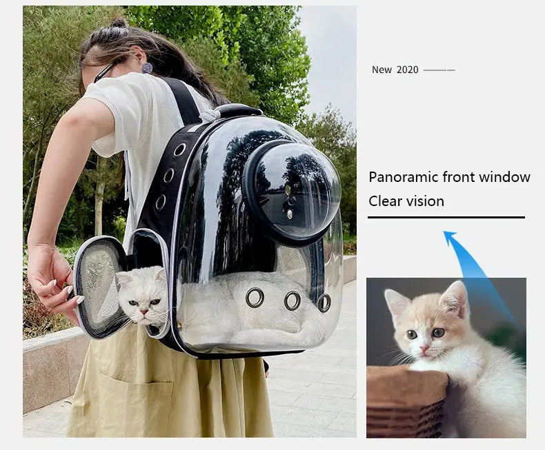 Borsa da trasporto per gatti per animali domestici Zaini spaziali per animali domestici Zaino trasparente portatile traspirante Borse per capsule spaziale per trasporto di cuccioli di cane - My Hashtag Shop