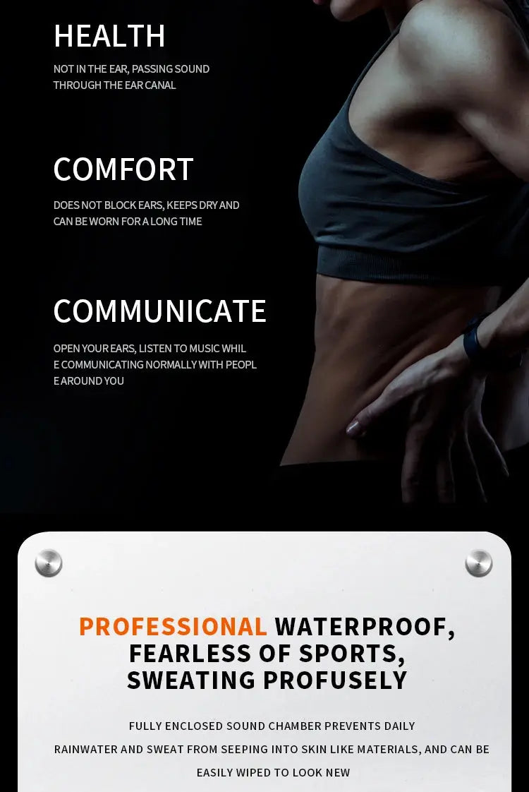 cuffia sportiva a conduzione ossea reale Auricolare wireless Auricolare compatibile Bluetooth Vivavoce con microfono per la corsa - My Hashtag Shop