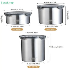 500/900/1400ml Storage Jars Stainless Steel Sealed Container Kitchen Barrel Fresh Bean Vegetable Coffee Organizer HASHTAG