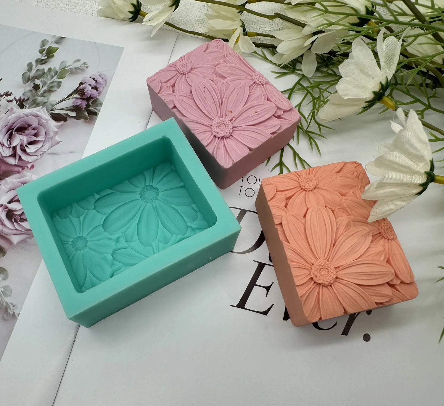 Elegant Sunflower Soap Mold 3D Rectangler - HASHTAG