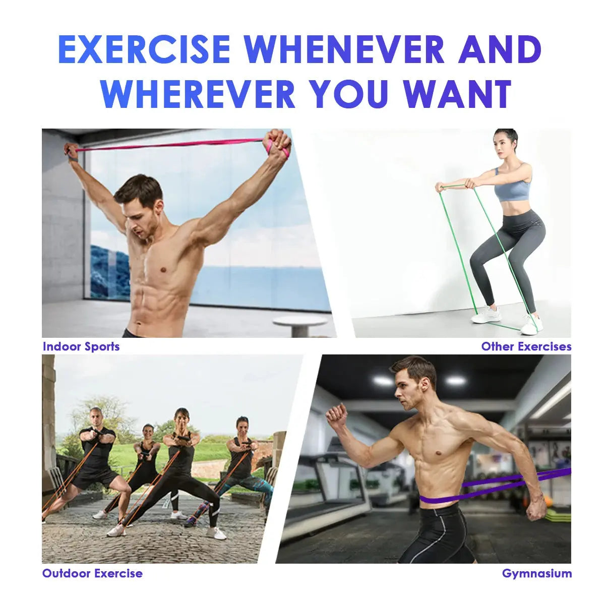 Fasce di resistenza per trazioni in gomma fitness, espansore di potenza Yoga Crossfit sospeso, 41" 208 cm - My Hashtag Shop