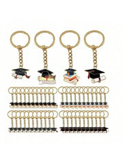 20 Graduation Gifts: "Happy Graduation" Cap-Shaped Keychain. Metal Material, Suitable for Graduation/Back to School G HASHTAG