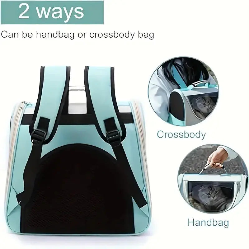 Zaino pieghevole per animali domestici di grande capacità con chiusura a zip, maniglia e sfiato in rete, perfetto per viaggiare gatti e cani di piccola taglia - My Hashtag Shop