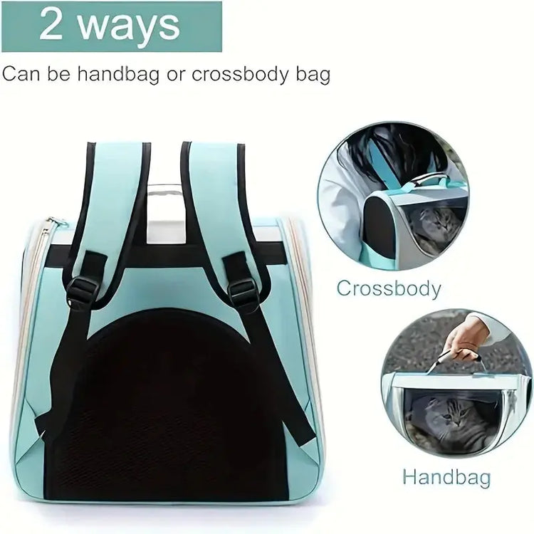 Zaino pieghevole per animali domestici di grande capacità con chiusura a zip, maniglia e sfiato in rete, perfetto per viaggiare gatti e cani di piccola taglia - My Hashtag Shop