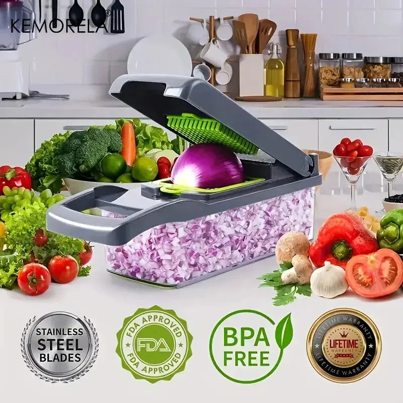 Tritatutto per verdure multifunzionale Tritatutto per cipolla Manico Griglia per alimenti Chopper per alimenti Cucina Affettatrice per verdure Dicer Cut - My Hashtag Shop