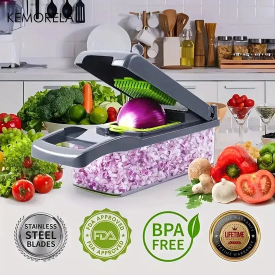 Tritatutto per verdure multifunzionale Tritatutto per cipolla Manico Griglia per alimenti Chopper per alimenti Cucina Affettatrice per verdure Dicer Cut - My Hashtag Shop