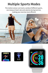 Sport Smartwatch donna bracciale uomo Smart Watch connected Music Control Player Fitness Step Sleep Monitor Y68 D20 sveglia HASHTAG