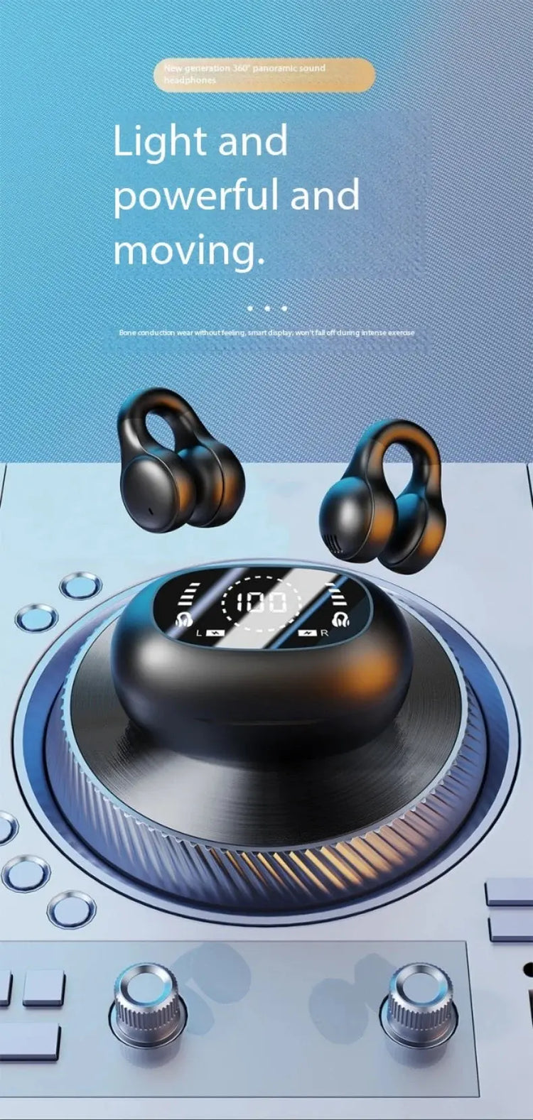 Nuova superficie a specchio Display digitale Clip per orecchio in silicone morbido Cuffie Bluetooth wireless con riduzione del rumore, alta definizione, senza perdita per lo sport - My Hashtag Shop