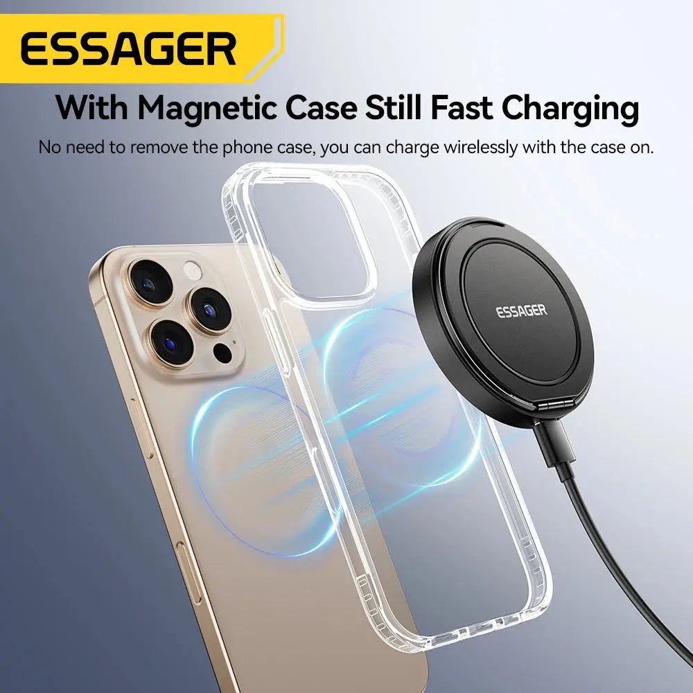 Caricabatterie wireless magnetico Essager con supporto 15W ricarica rapida per iPhone16 15 14 13Pro Max Airpods Mini caricabatterie per telefono wireless - My Hashtag Shop
