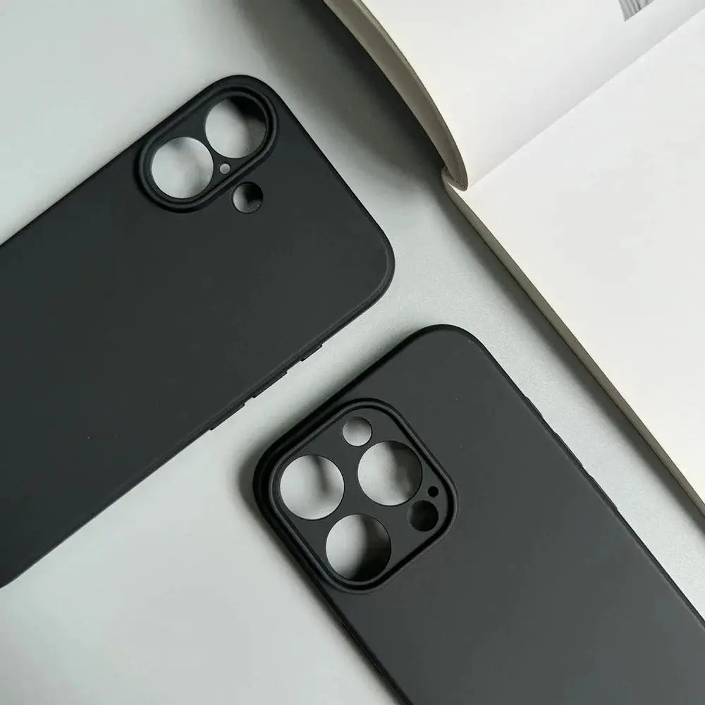 Custodia per telefono opaca in silicone nero pieno di lusso per iPhone 17 Air 16 15 14 13 12 11 Pro Max 16 15 14 Plus Cover posteriore Custodia morbida in TPU - My Hashtag Shop