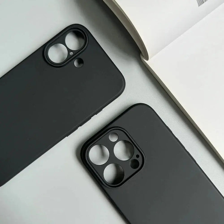 Custodia per telefono opaca in silicone nero pieno di lusso per iPhone 17 Air 16 15 14 13 12 11 Pro Max 16 15 14 Plus Cover posteriore Custodia morbida in TPU - My Hashtag Shop