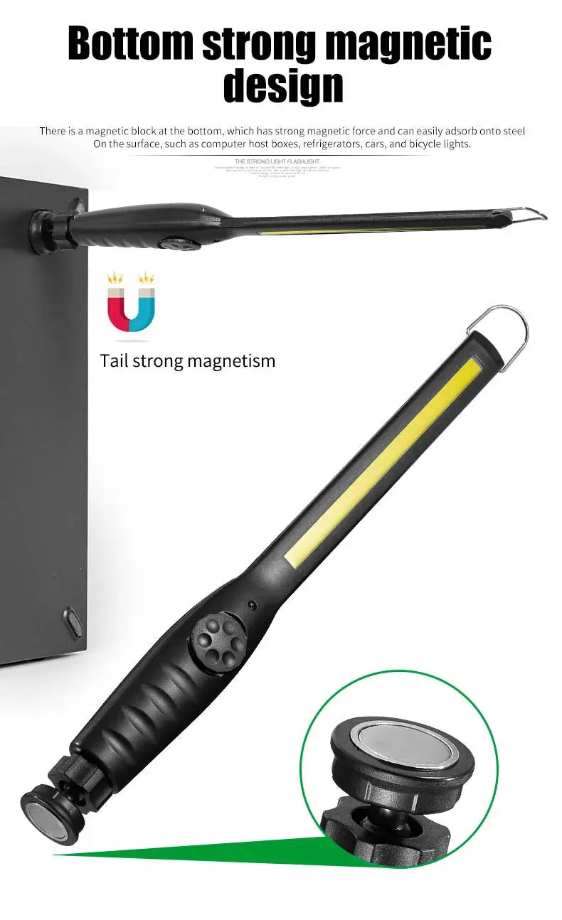 Lampade da Lavoro COB Portatili con Magnete, Torcia LED Ricaricabile, Dimmerabile, per Emergenze e Riparazioni Auto - My Hashtag Shop
