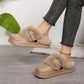 Thick Bottom Furry Clogs Women 2025 Winter Metal Buckle Waterproof Eva Plush Slippers Liebe - Making Life Easier