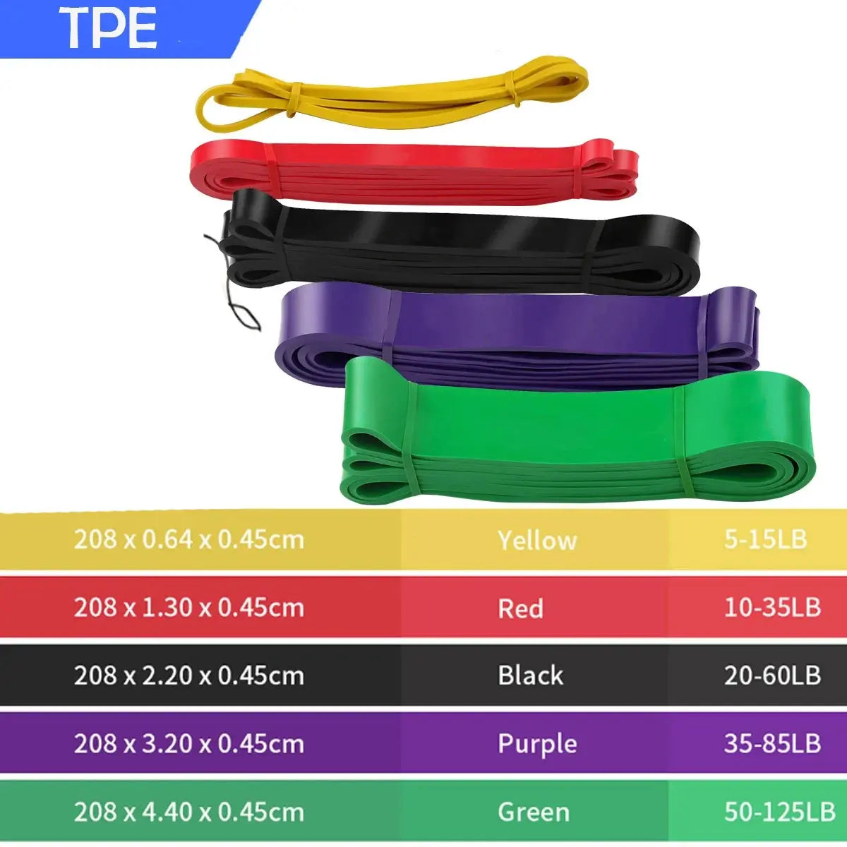 Fasce di resistenza per trazioni in gomma fitness, espansore di potenza Yoga Crossfit sospeso, 41" 208 cm - My Hashtag Shop
