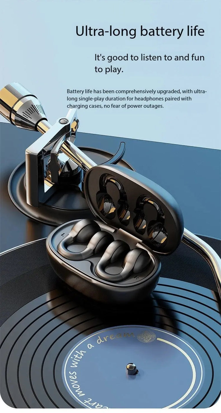 Nuova superficie a specchio Display digitale Clip per orecchio in silicone morbido Cuffie Bluetooth wireless con riduzione del rumore, alta definizione, senza perdita per lo sport - My Hashtag Shop