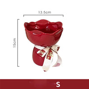 Vaso in ceramica Vaso a forma di fiore di rosa Decorazione da scrivania Bouquet di fiori per la casa Vasi floreali decorativi Decorazione estetica della stanza HASHTAG