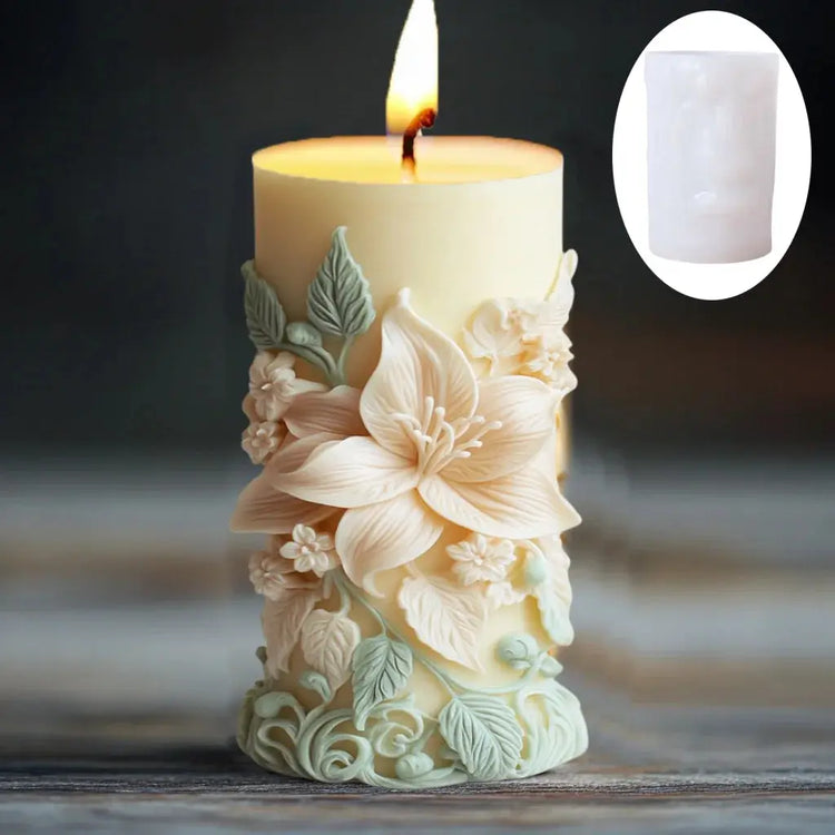 Silicone Mold Flower Lavender Gypsum Cylindrical Candle Making Liebe - Making Life Easier
