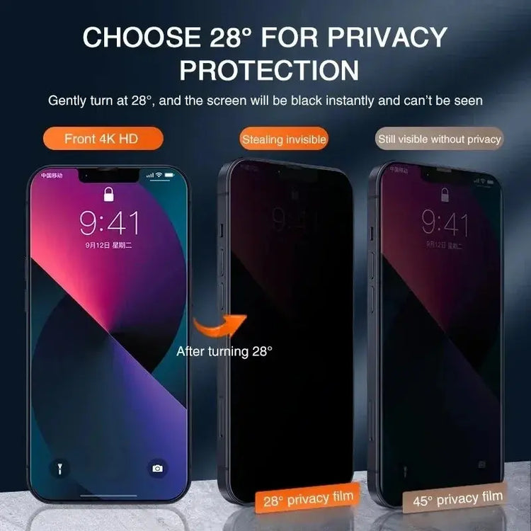 1-4 pezzi protezione schermo privacy per iPhone 14 13 11 12 Pro Max Mini 8 Plus vetro protettivo anti-spia per iPhone 15 16 XR XS MAX - My Hashtag Shop