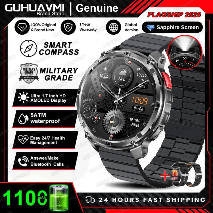 Nuovo T-REX3 Ultra 1100mAh Batteria SmartWatch 10ATM GPS impermeabile Bussola Torcia 1.7 "AMOLED HD Chiamata Sport Smart Watch da uomo - My Hashtag Shop